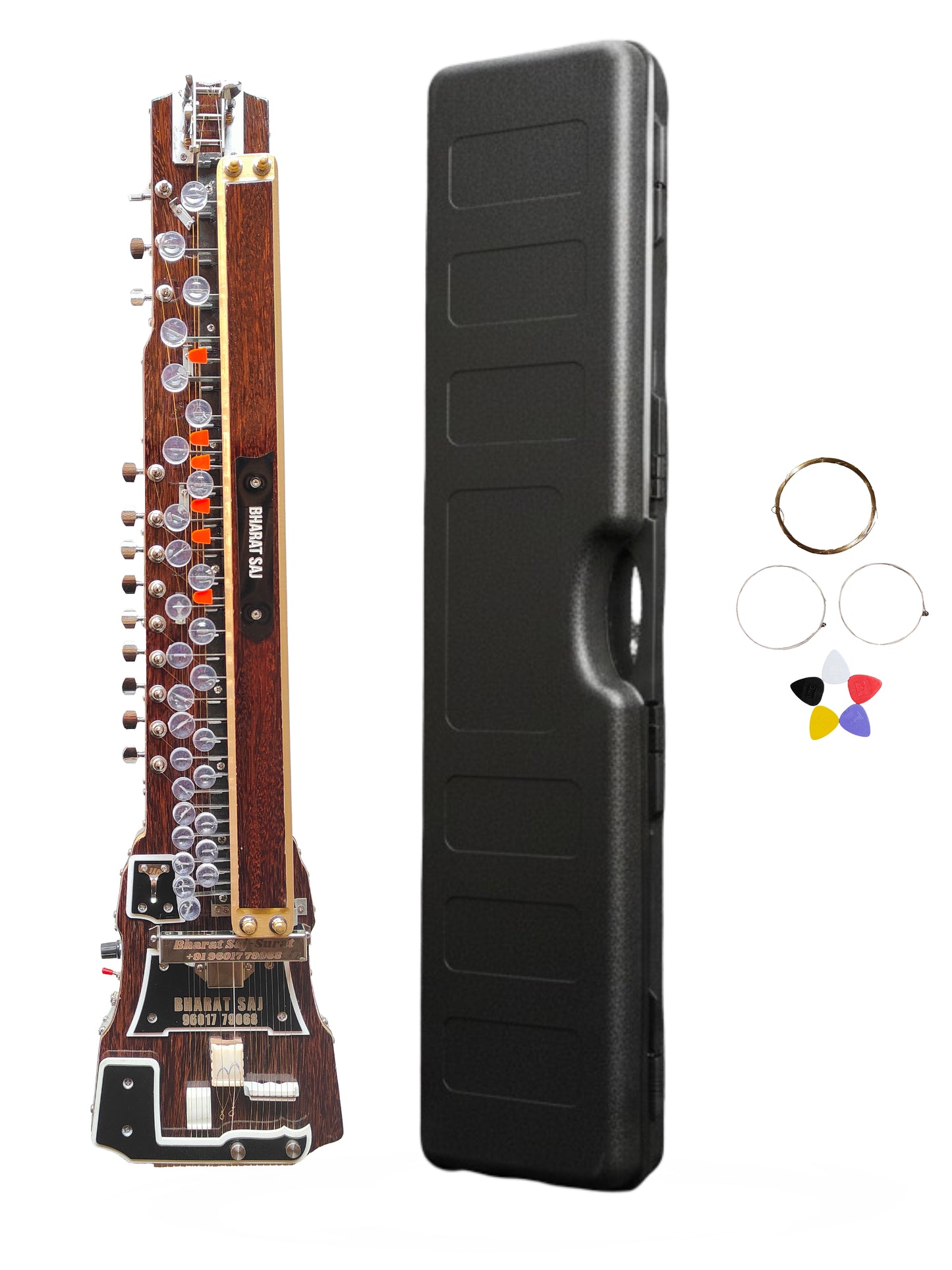 Bharat Saj® Professional Bulbul Tarang Square Model With Heavy Case  - Dark Natural (S-DBT)